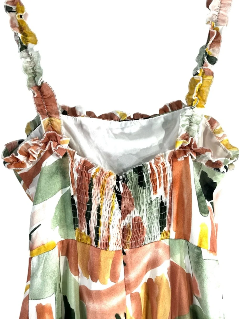 Petal And Pup Romini Jumpsuit In White, Paint/ Pastel/ Water Coloring Print Sz 4 - Picture 6 of 6